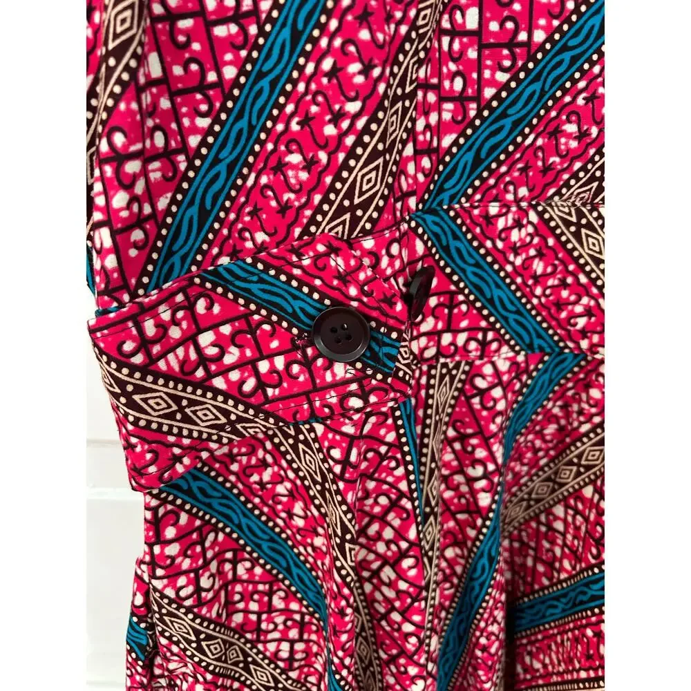 Mae Otti Dress Womens 2XL African Print Knee Length V Neck Back Zip XC Fast Ship - Picture 6 of 12